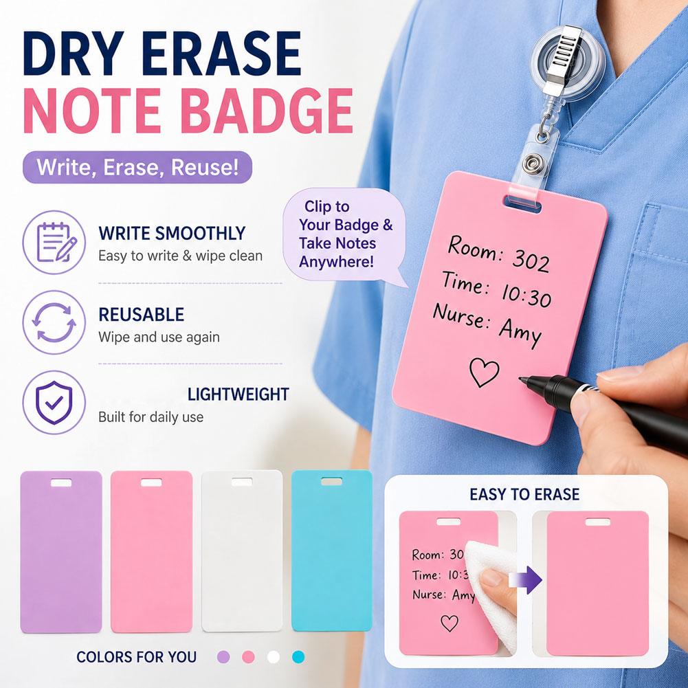 Office Tech Accessories - Portable Dry Erase Note Badge Card