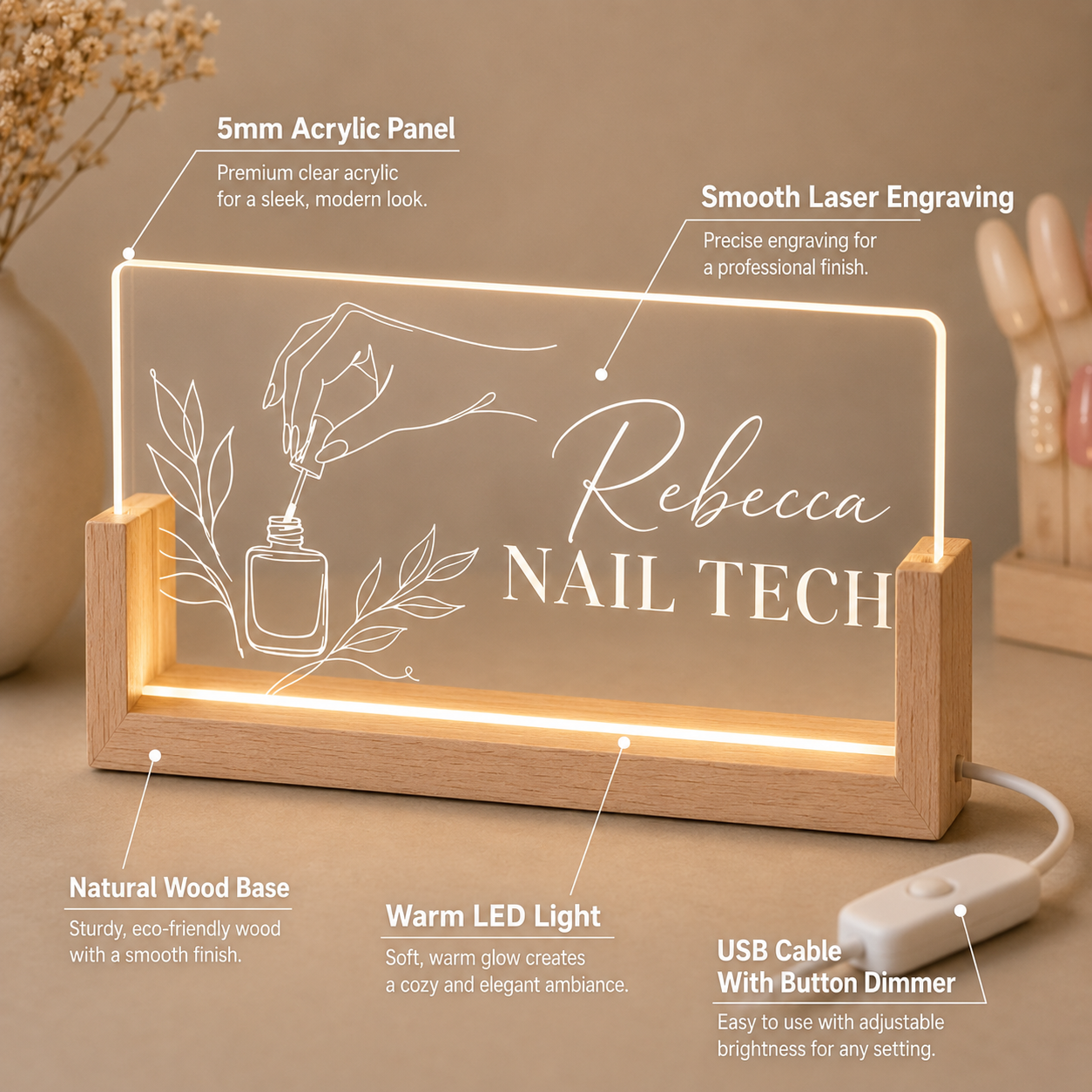 Custom Acrylic Desk Name Plate - Office Tech Logo ulasan dan harga