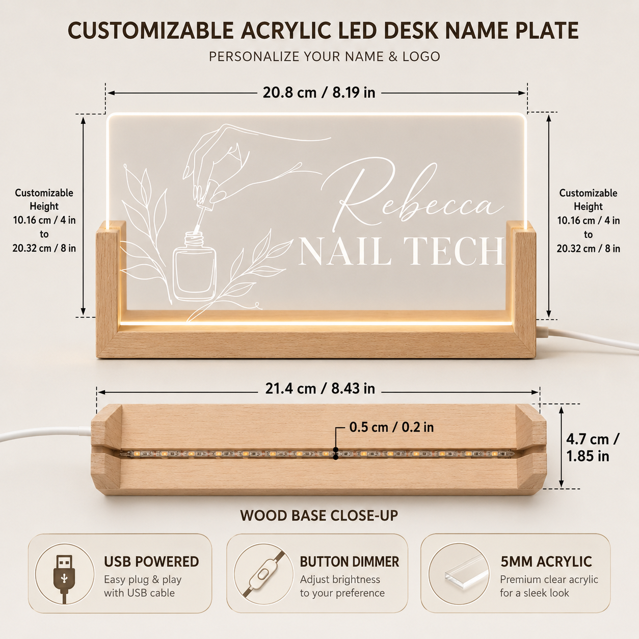 Custom Acrylic Desk Name Plate - Office Tech Logo ulasan dan harga